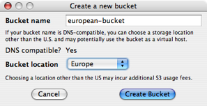 Picture of the Create Bucket dialog